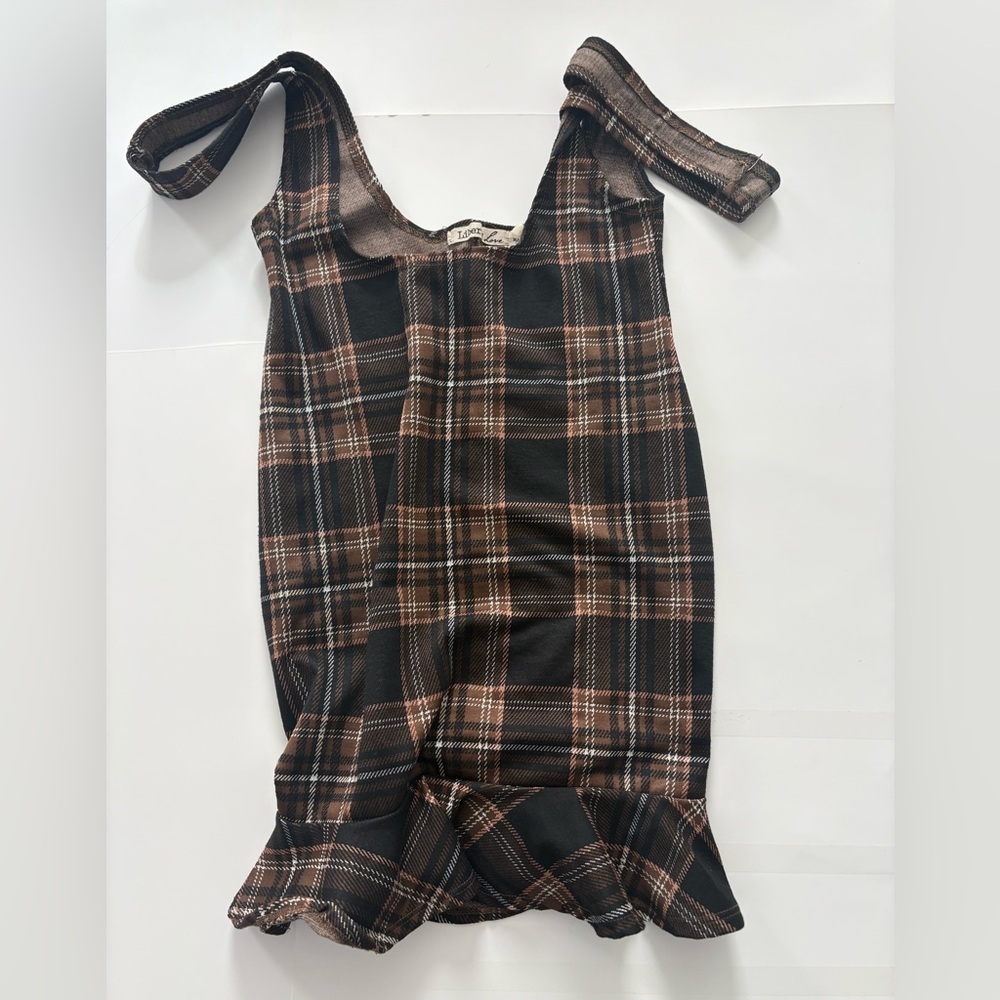 Love Tree Checkered Brown and Black Dress